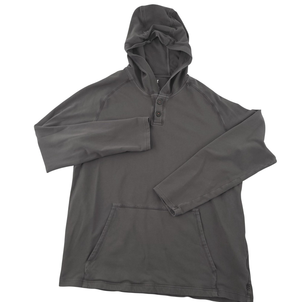 Rhone Hoodie Mens L Gray Henley Lightweight Jersey Pullover Kangaroo Pocket